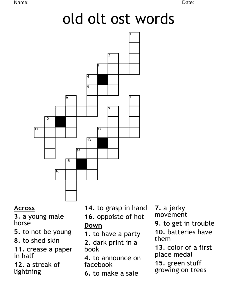 old olt ost words Crossword