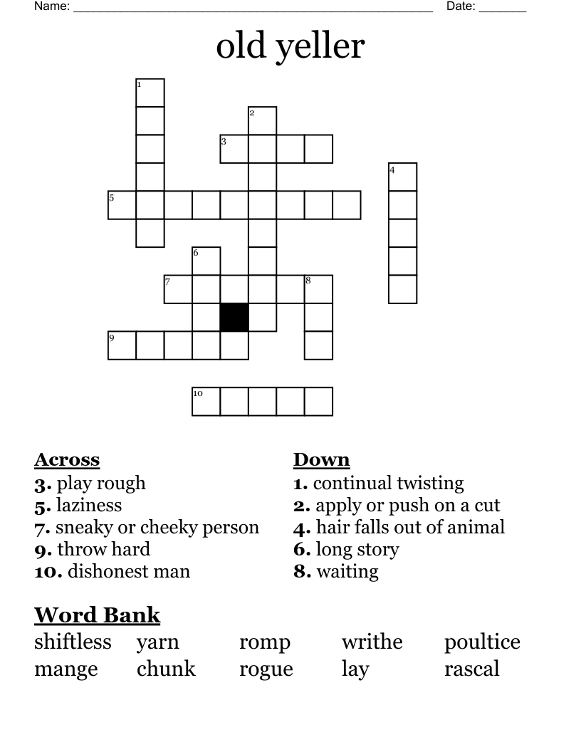old yeller Crossword
