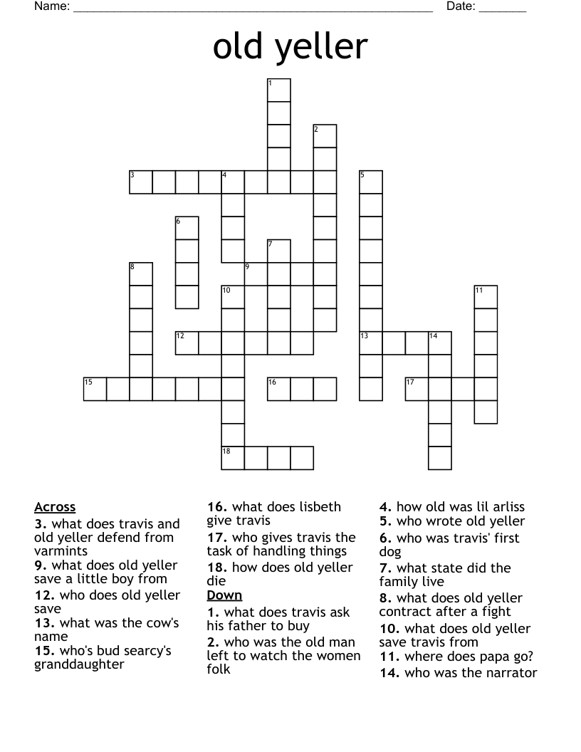 old yeller Crossword