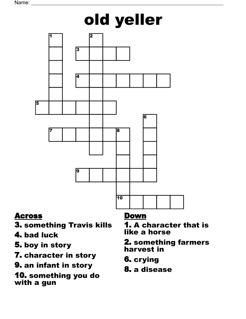 old yeller Crossword