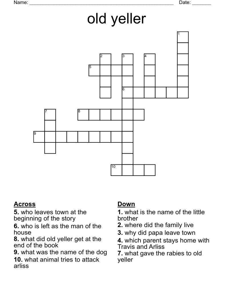 old yeller Crossword