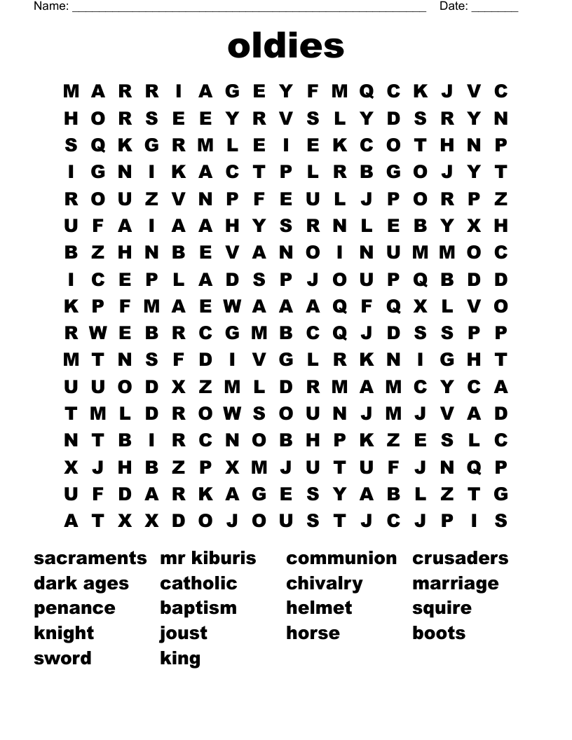 oldies Word Search