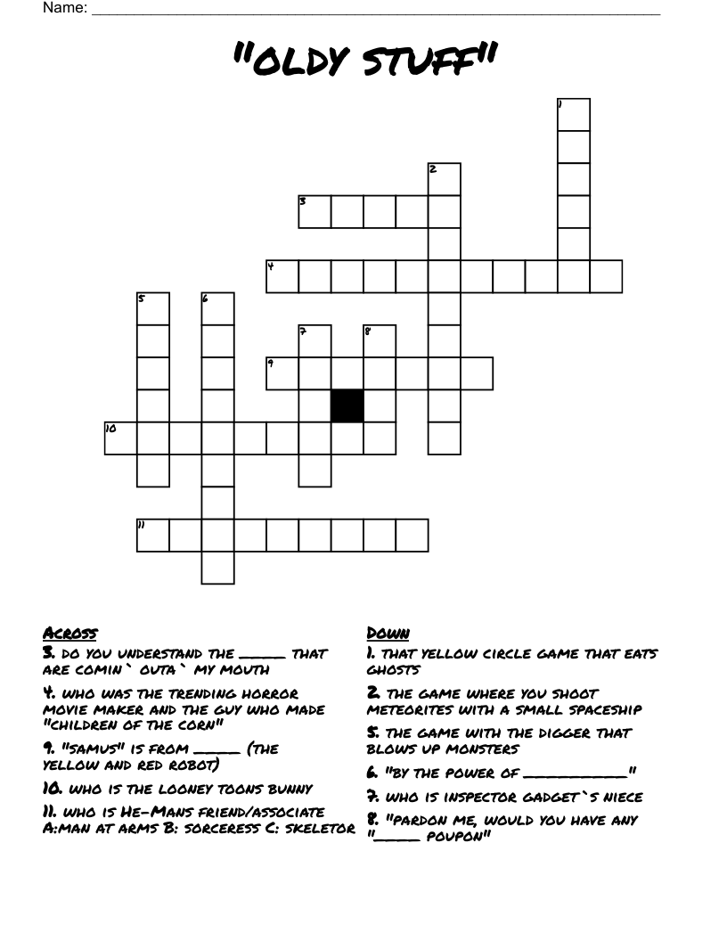 "oldy stuff" Crossword