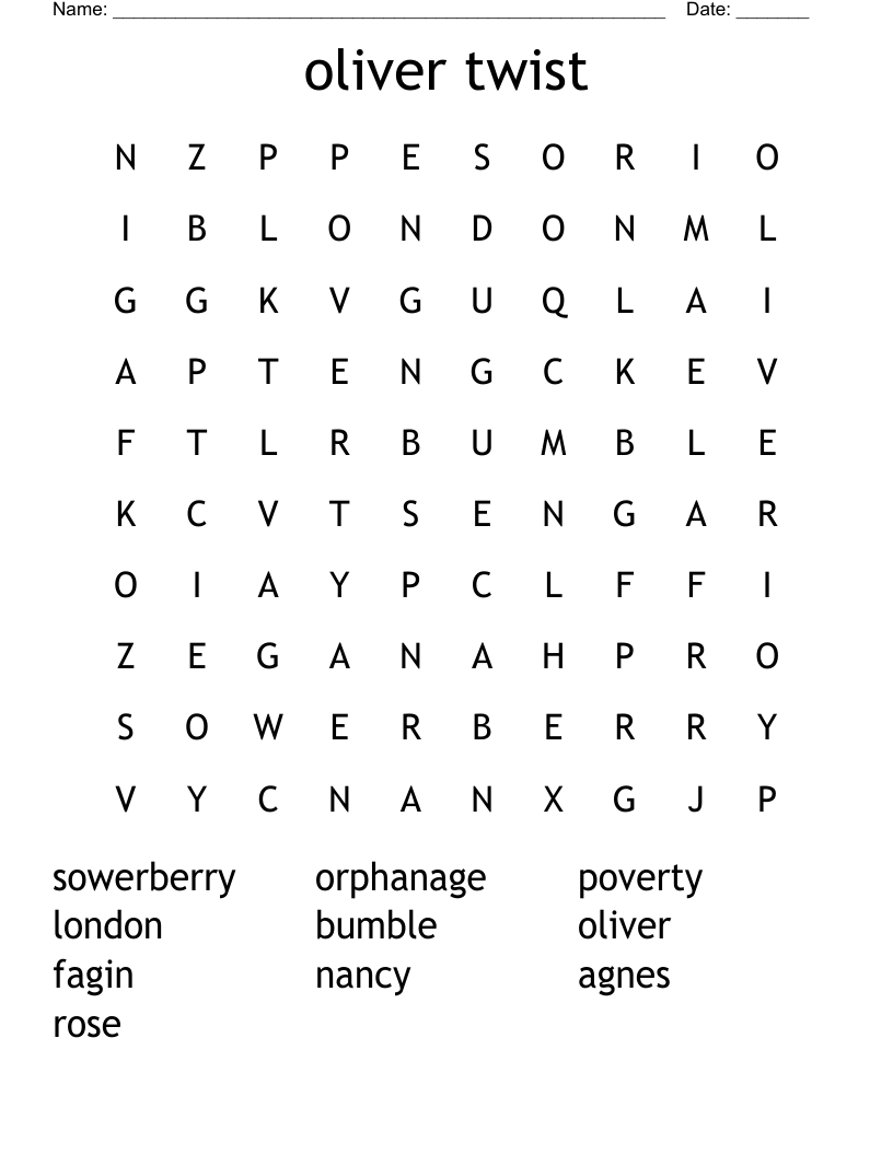oliver twist  Word Search