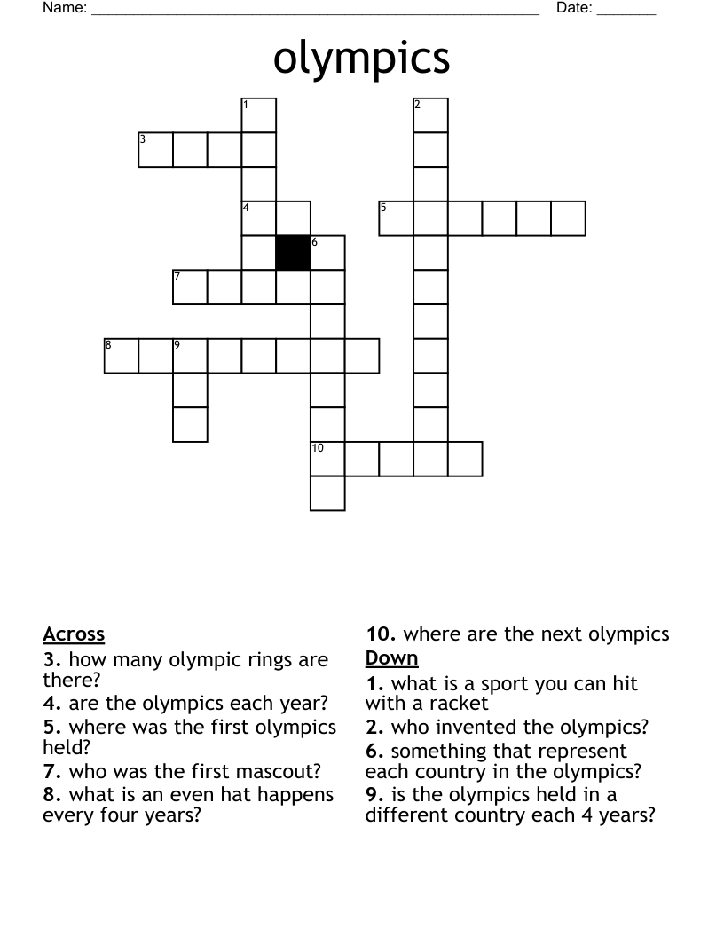 olympics Crossword