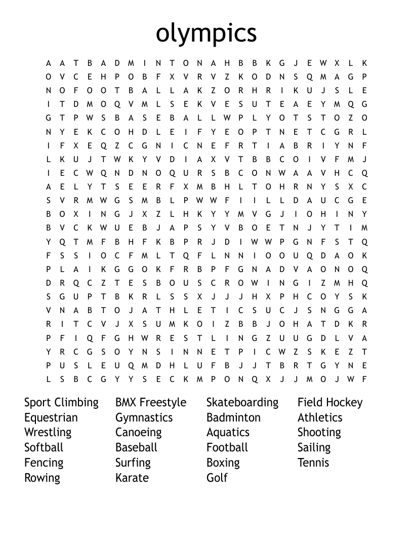 olympics Word Search