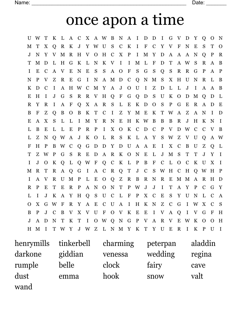 once apon a time Word Search