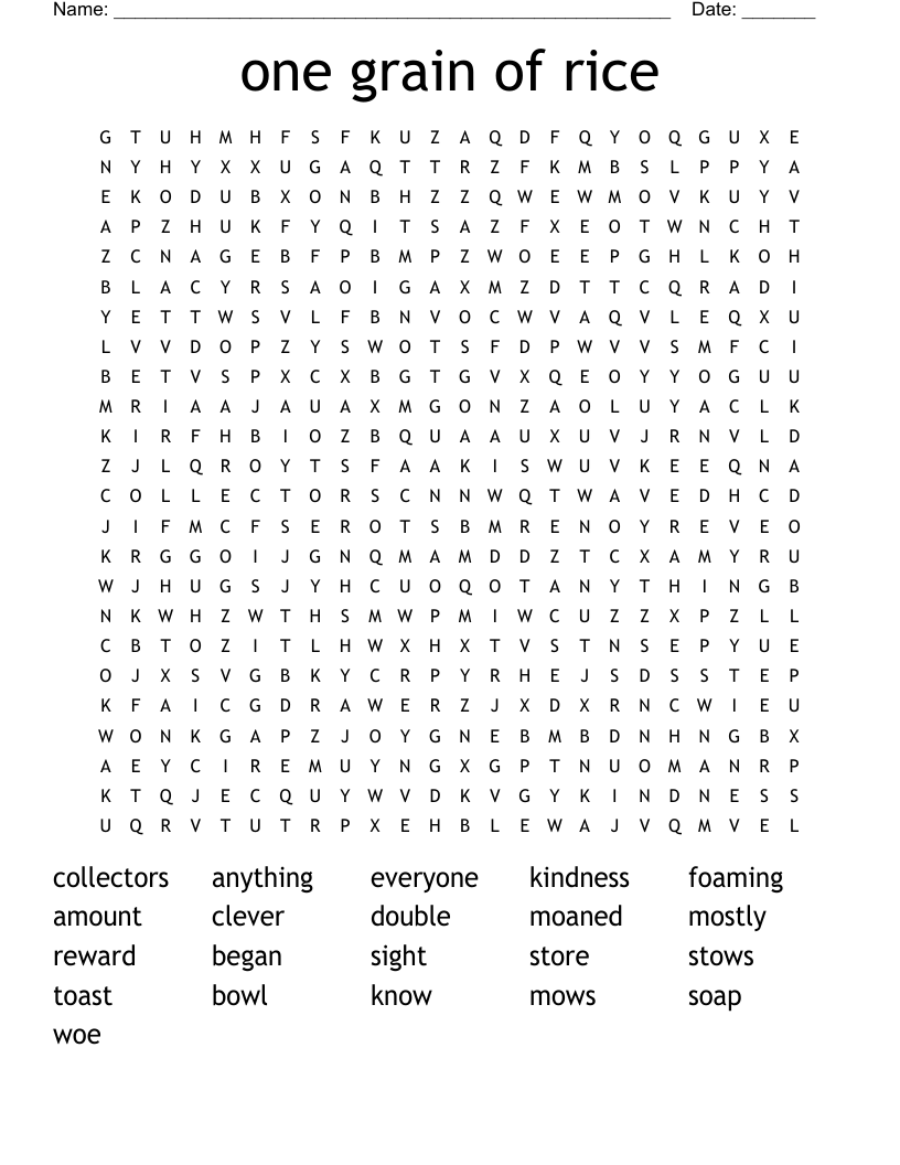 one  grain of rice Word Search