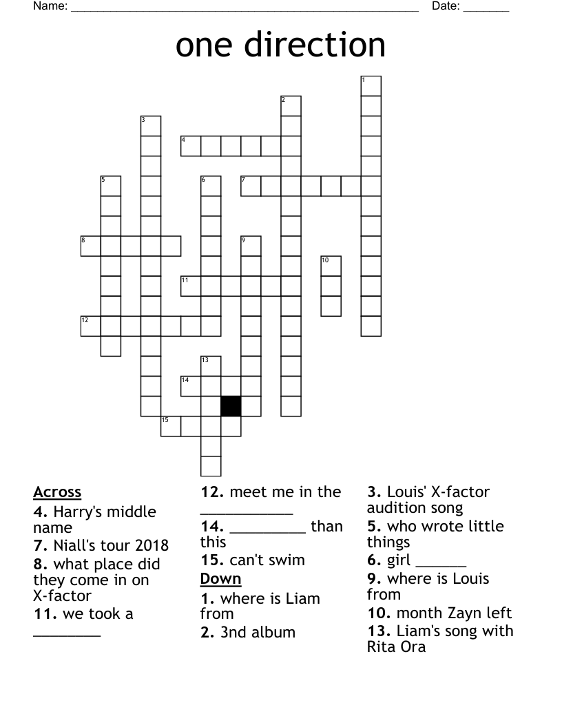 one direction Crossword
