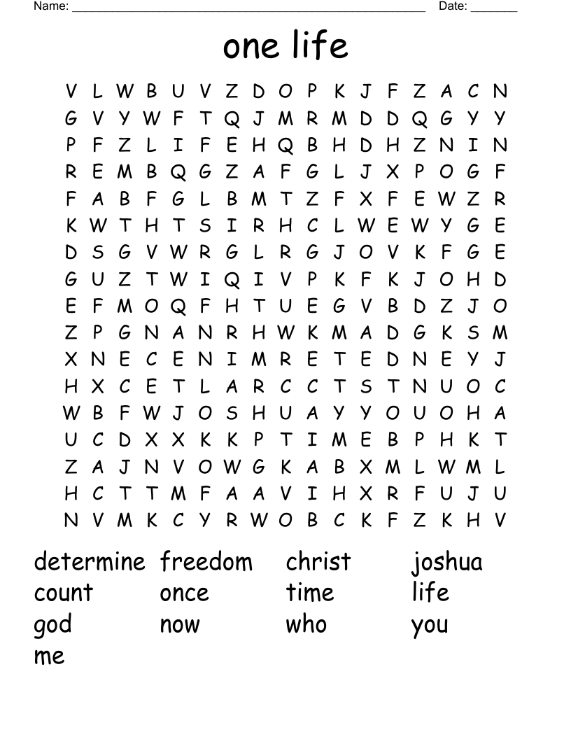 one life  Word Search
