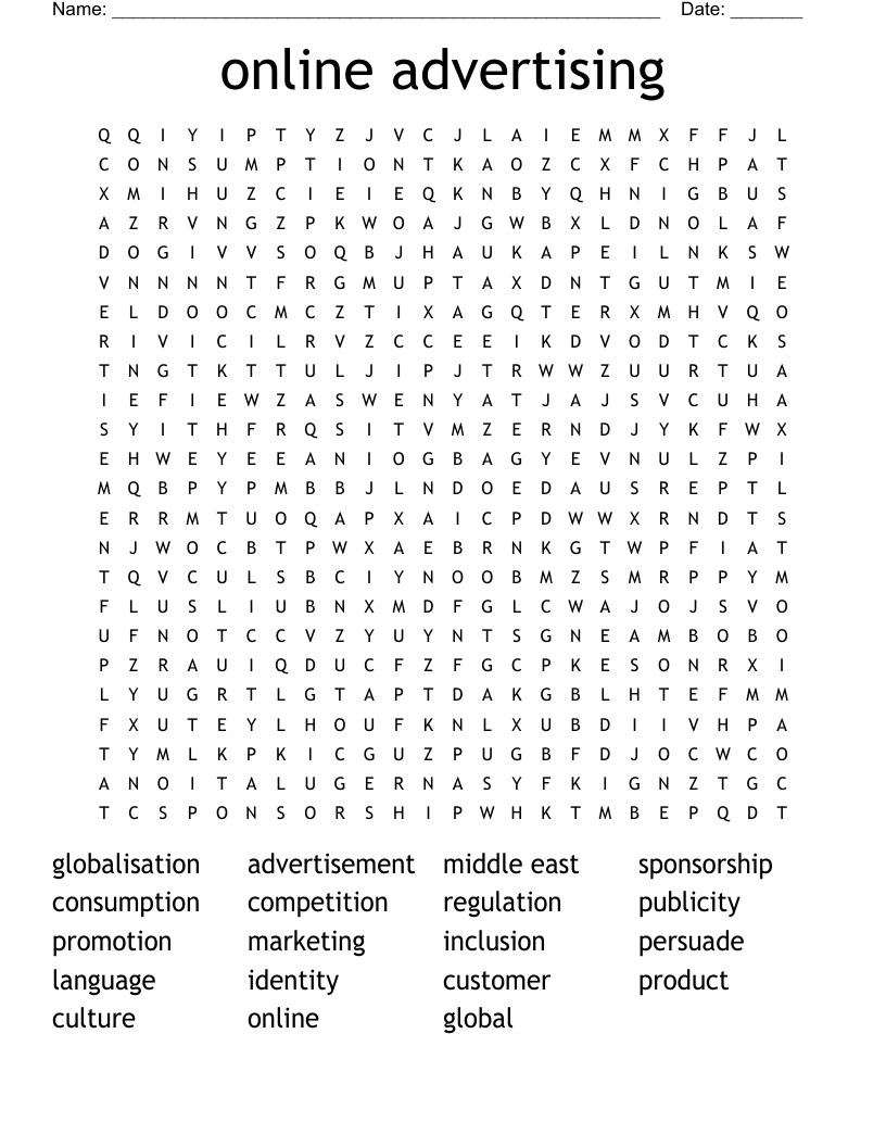 online advertising Word Search