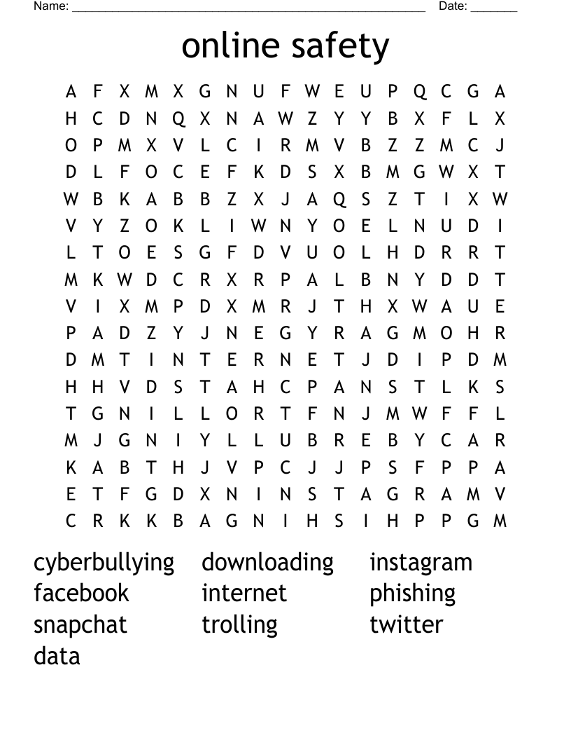 online safety  Word Search