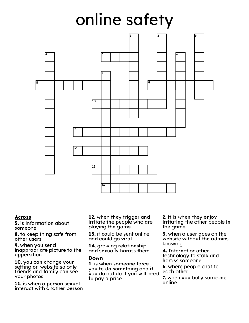 online safety  Crossword