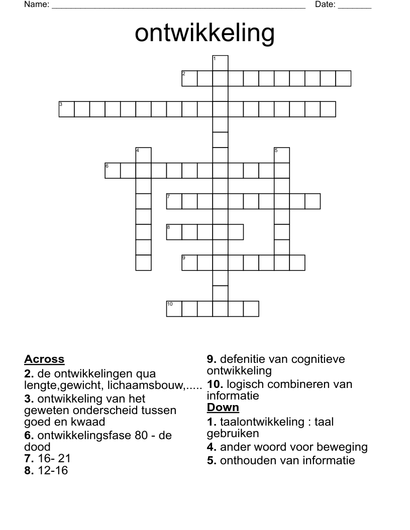 ontwikkeling  Crossword
