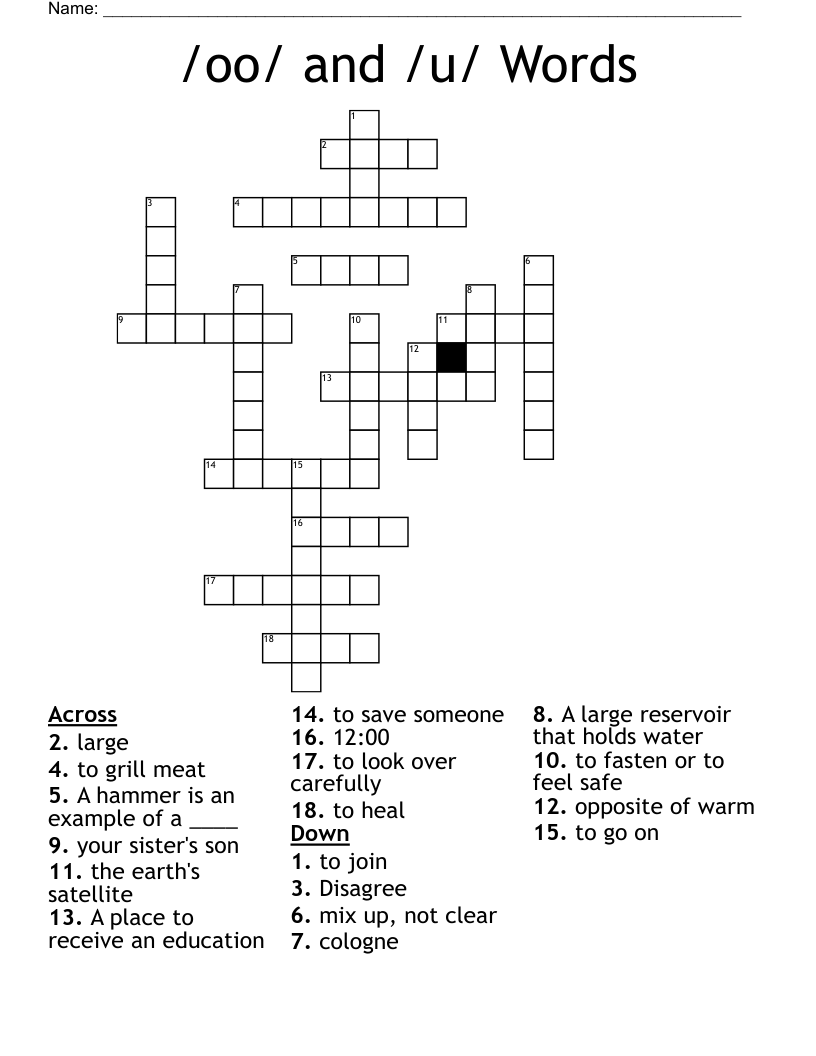 /oo/ and /u/ Words Crossword