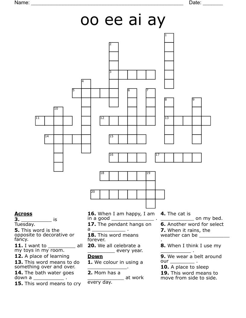 oo ee ai  ay Crossword
