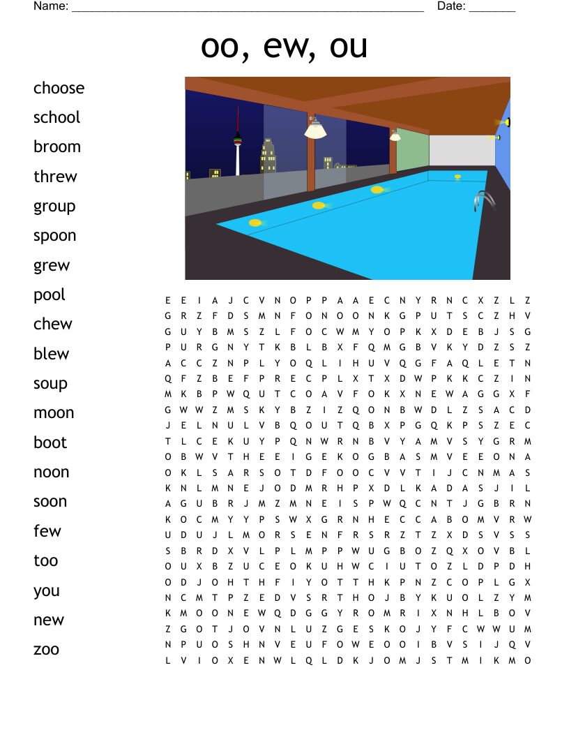 oo, ew, ou Word Search