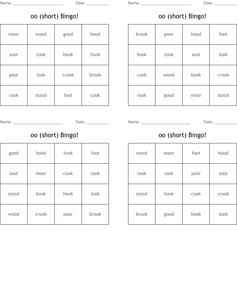 oo (short) Bingo!