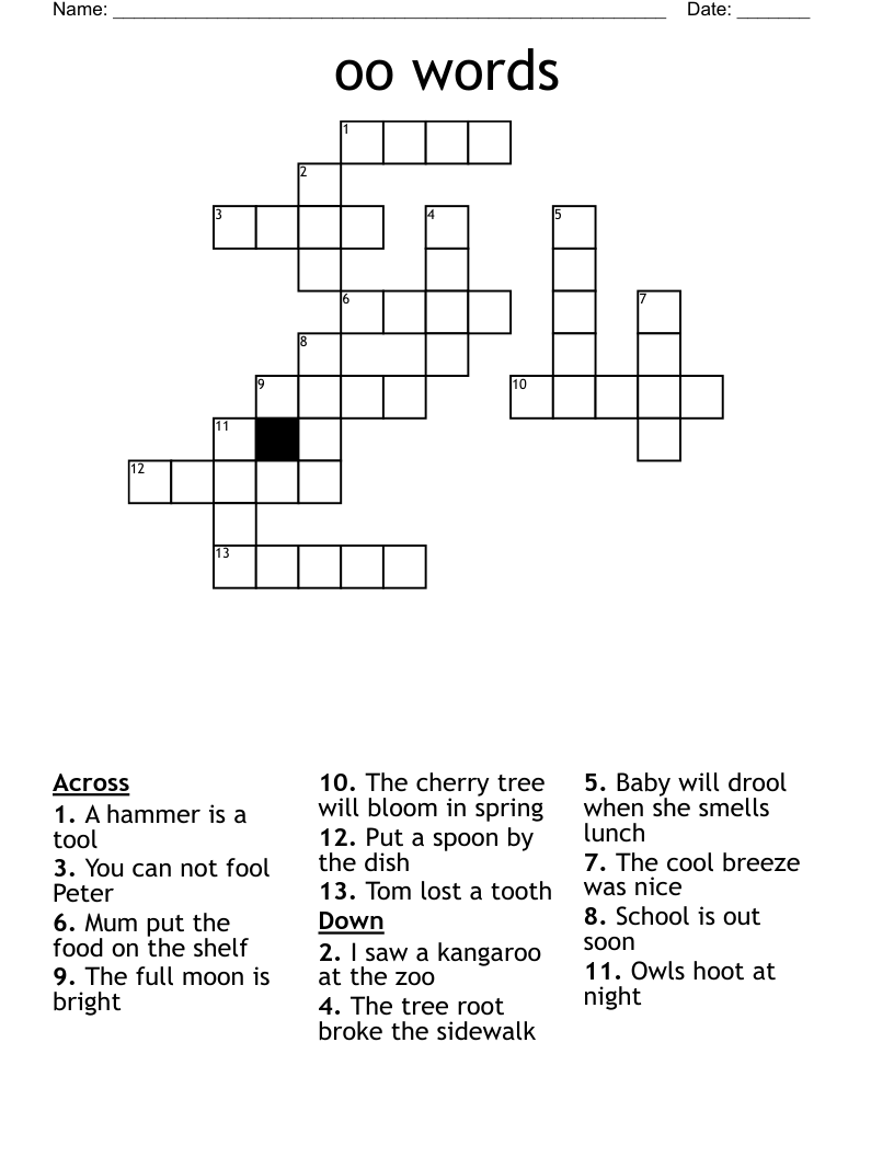 oo words Crossword