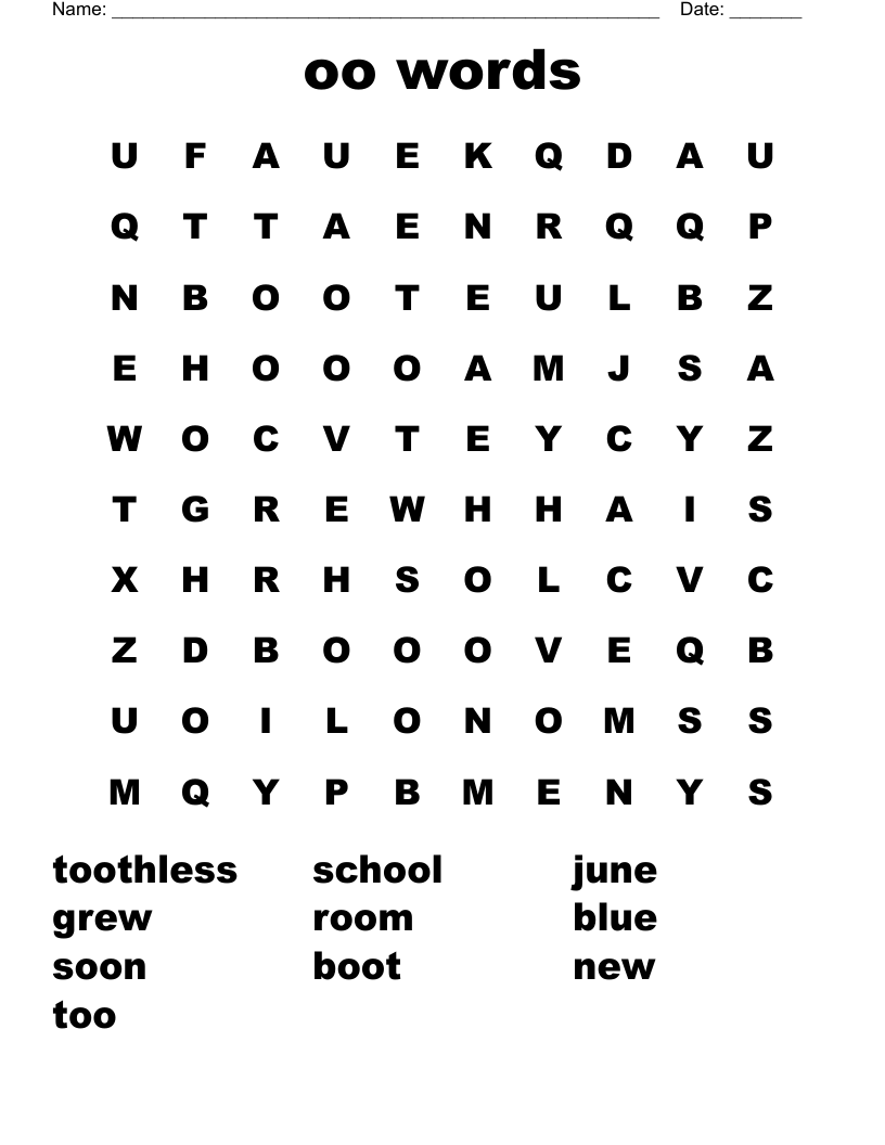 oo words Word Search