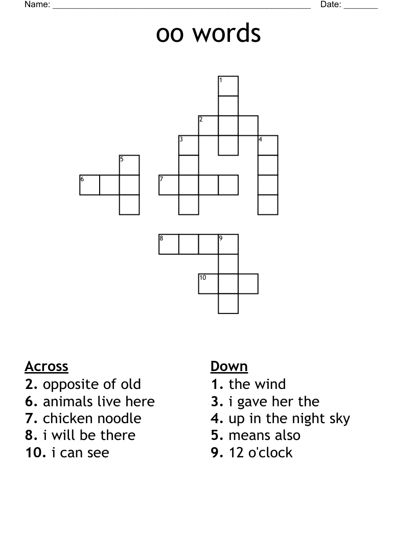 oo words Crossword