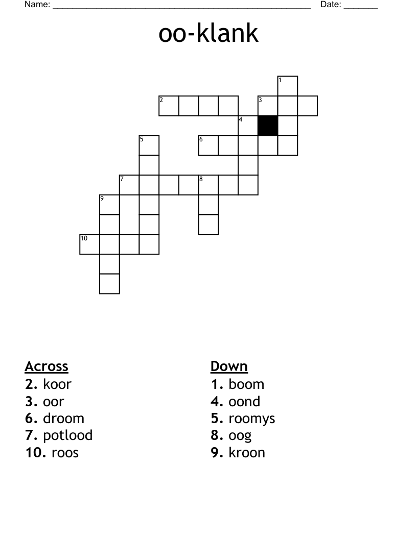 oo-klank Crossword