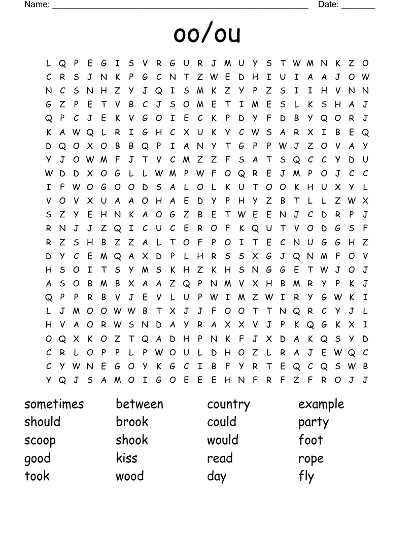 oo/ou Word Search