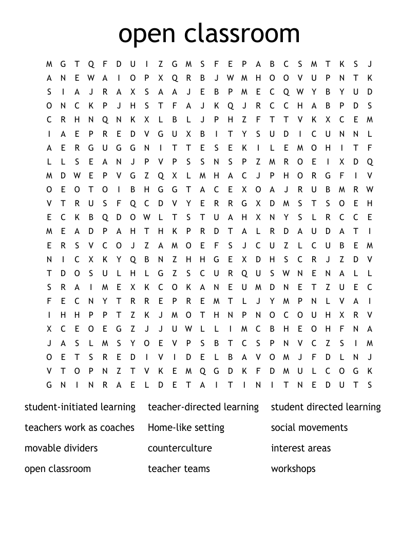 open classroom Word Search