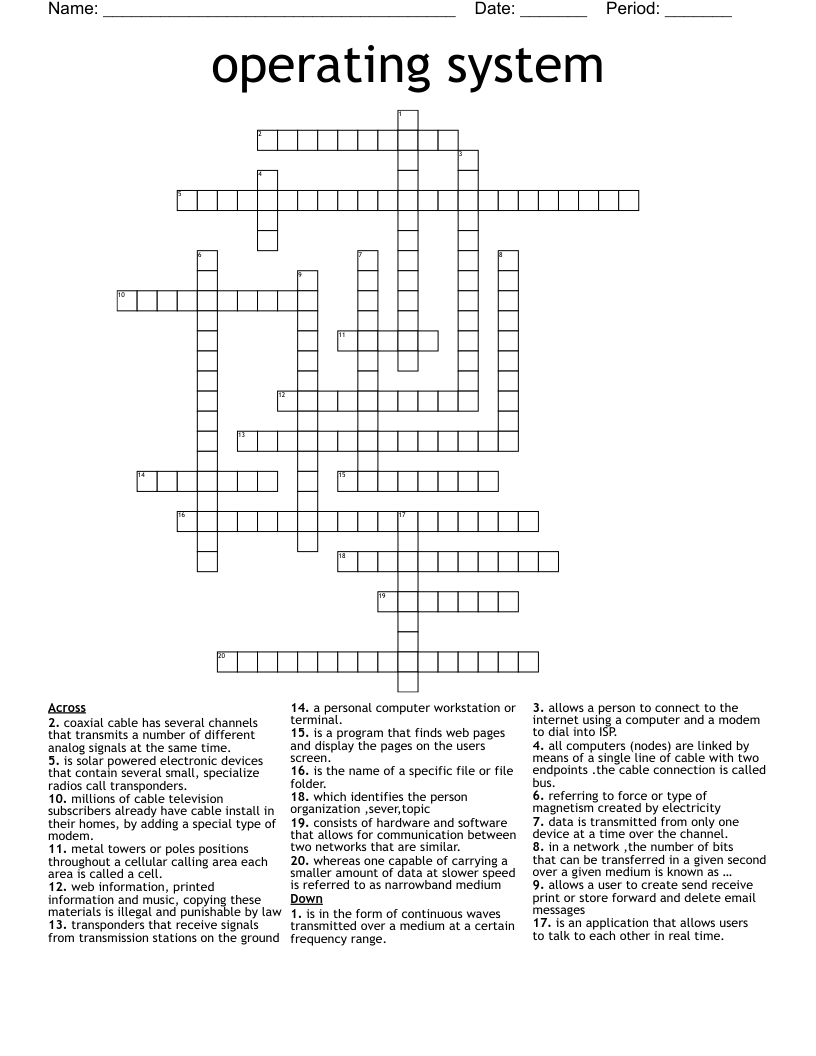operating system Crossword