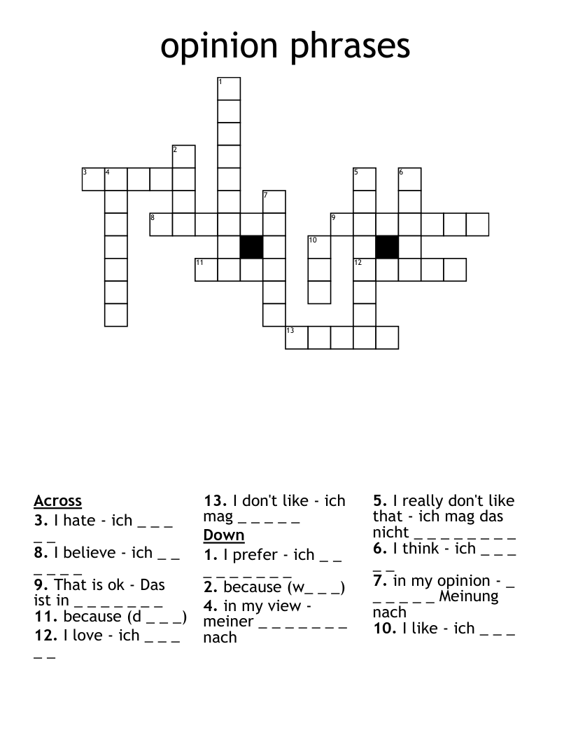 opinion phrases Crossword