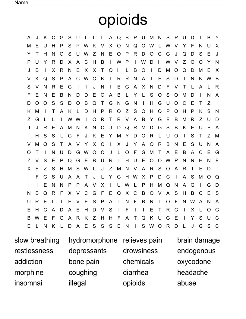 opioids Word Search