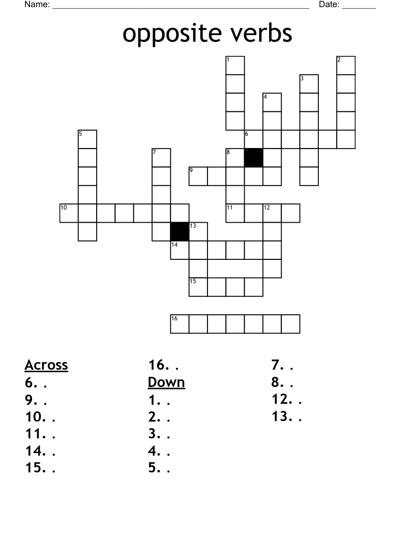 opposite verbs Crossword