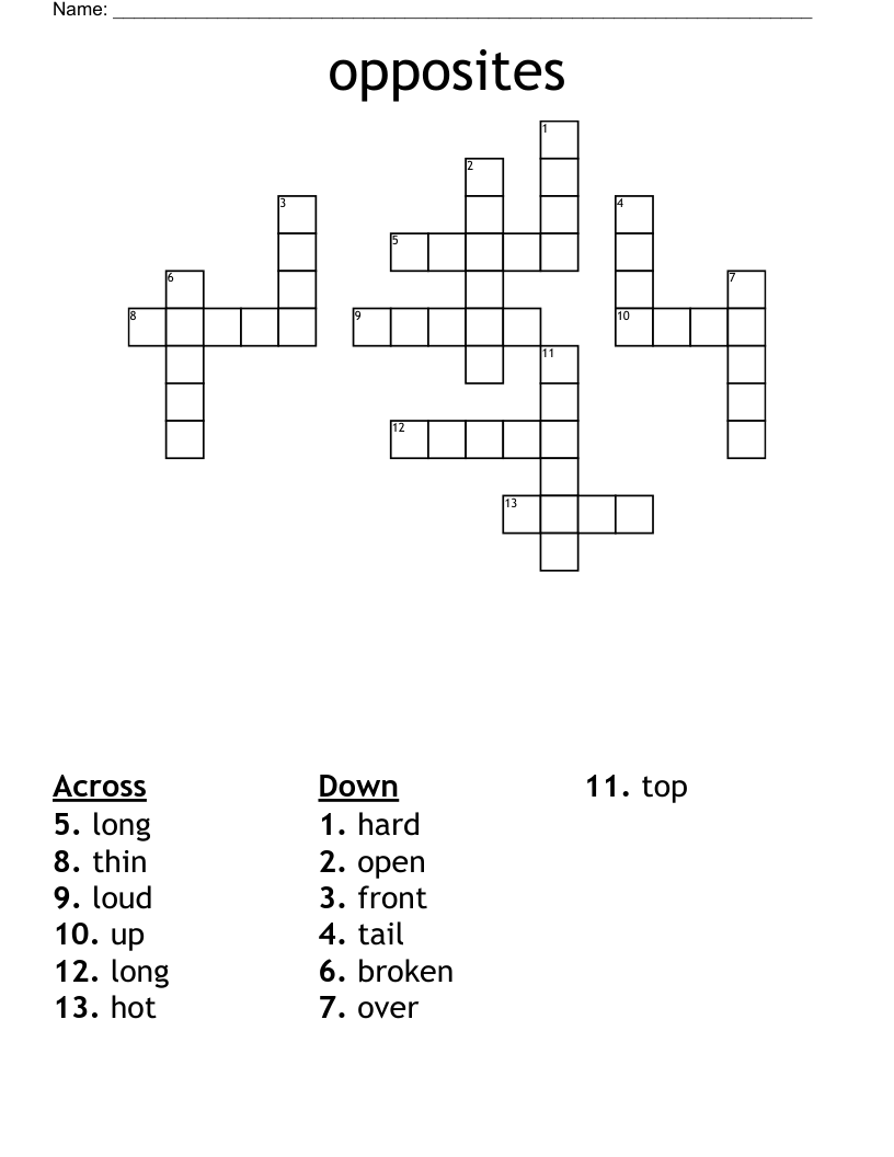 opposites Crossword
