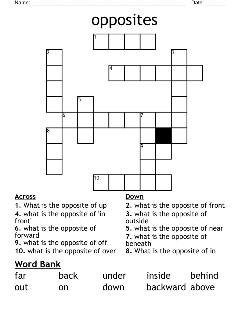opposites Crossword