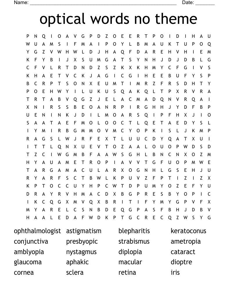 optical words no theme  Word Search