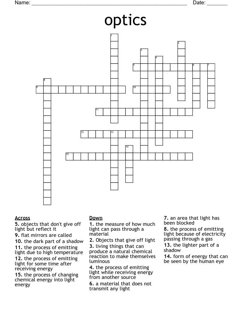 optics Crossword
