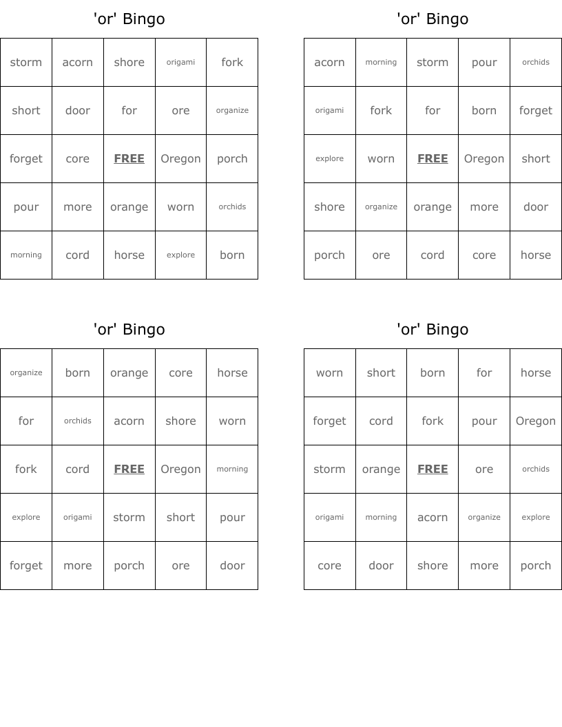 'or' Bingo