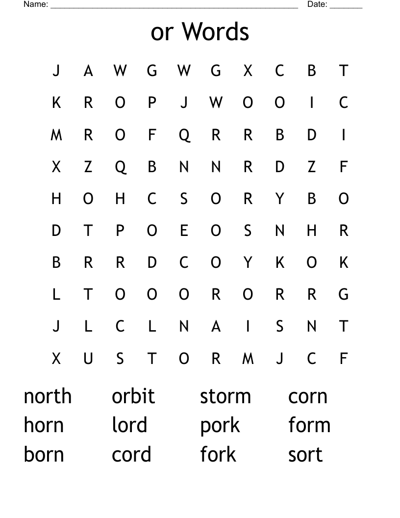 or Words Word Search