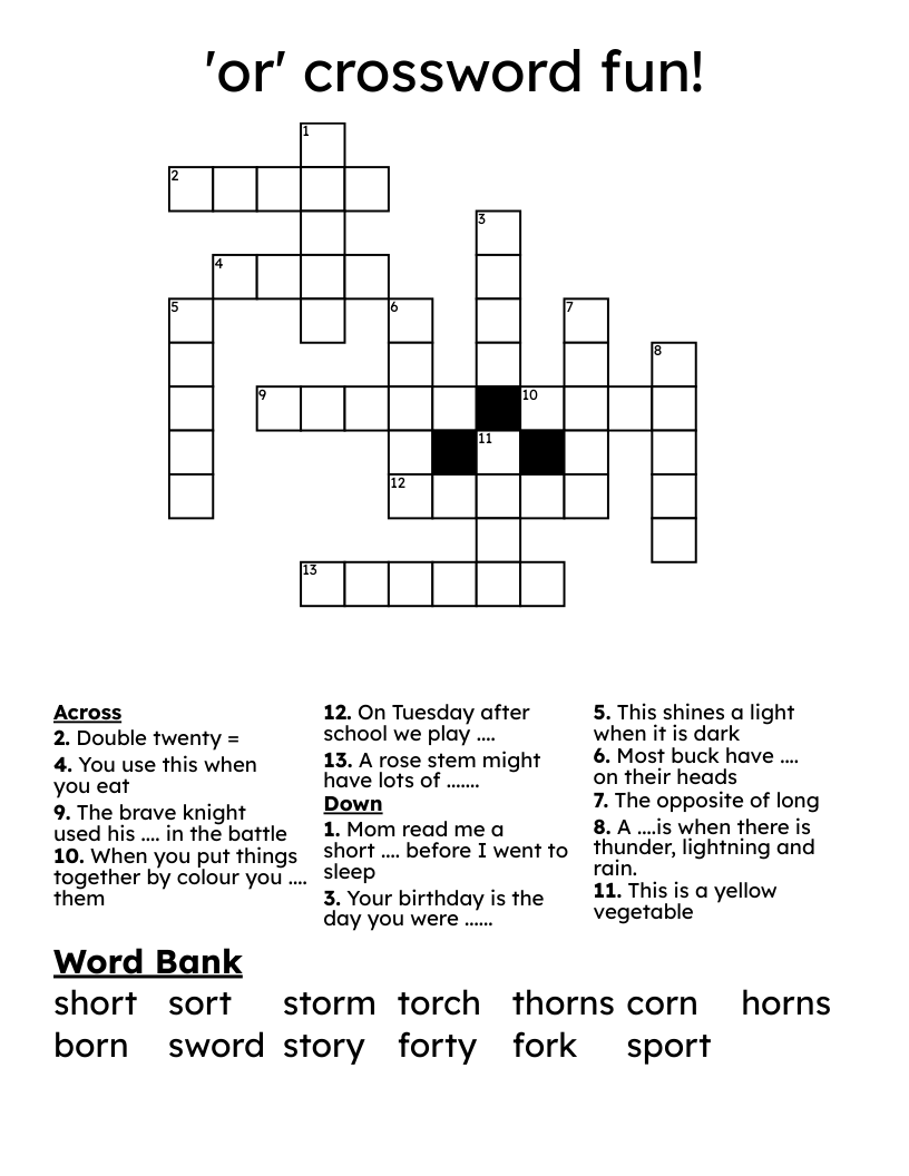 'or' crossword fun!