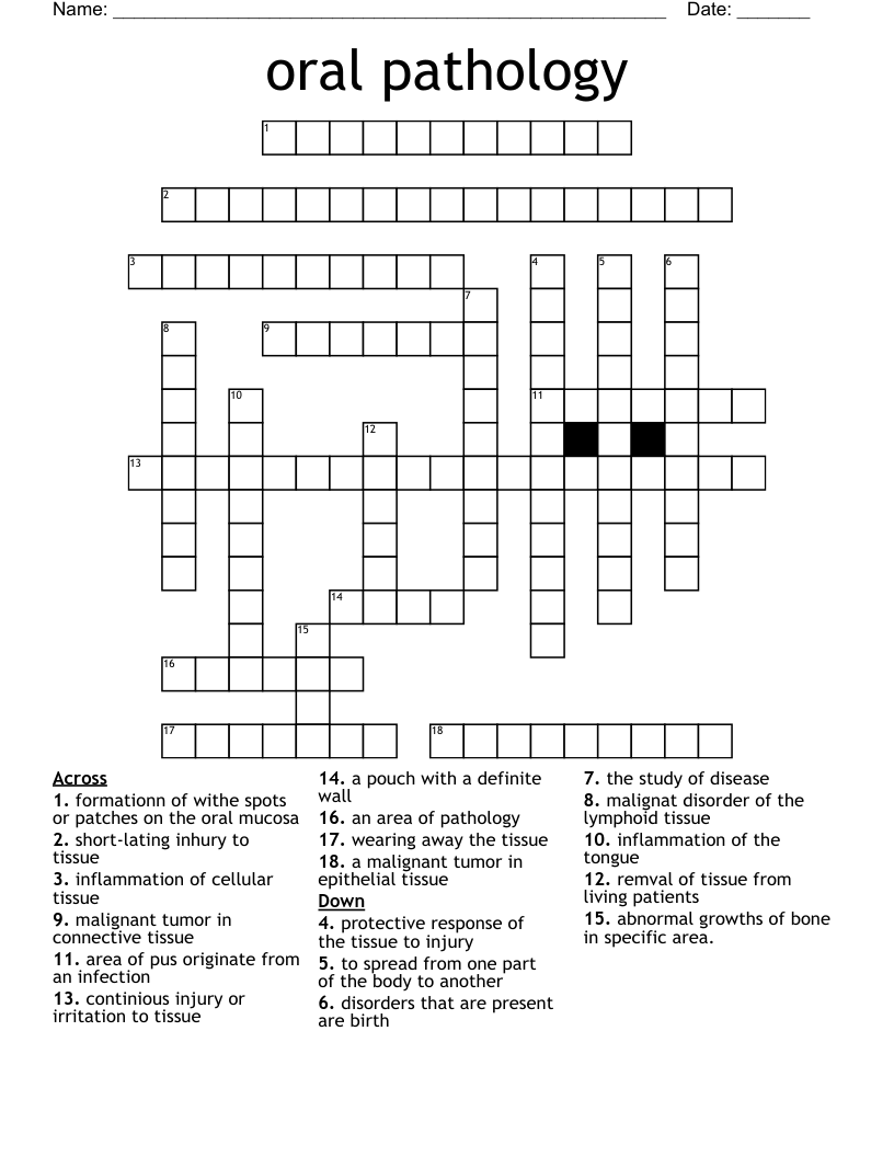 oral pathology Crossword