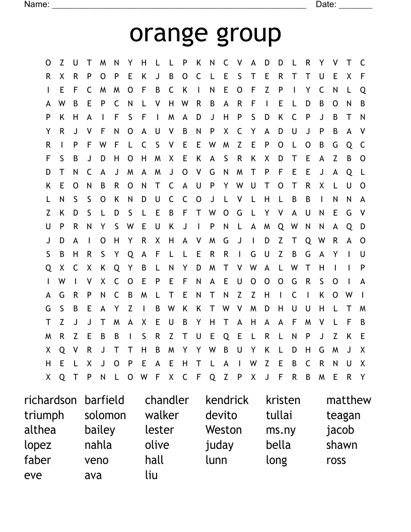 orange group Word Search