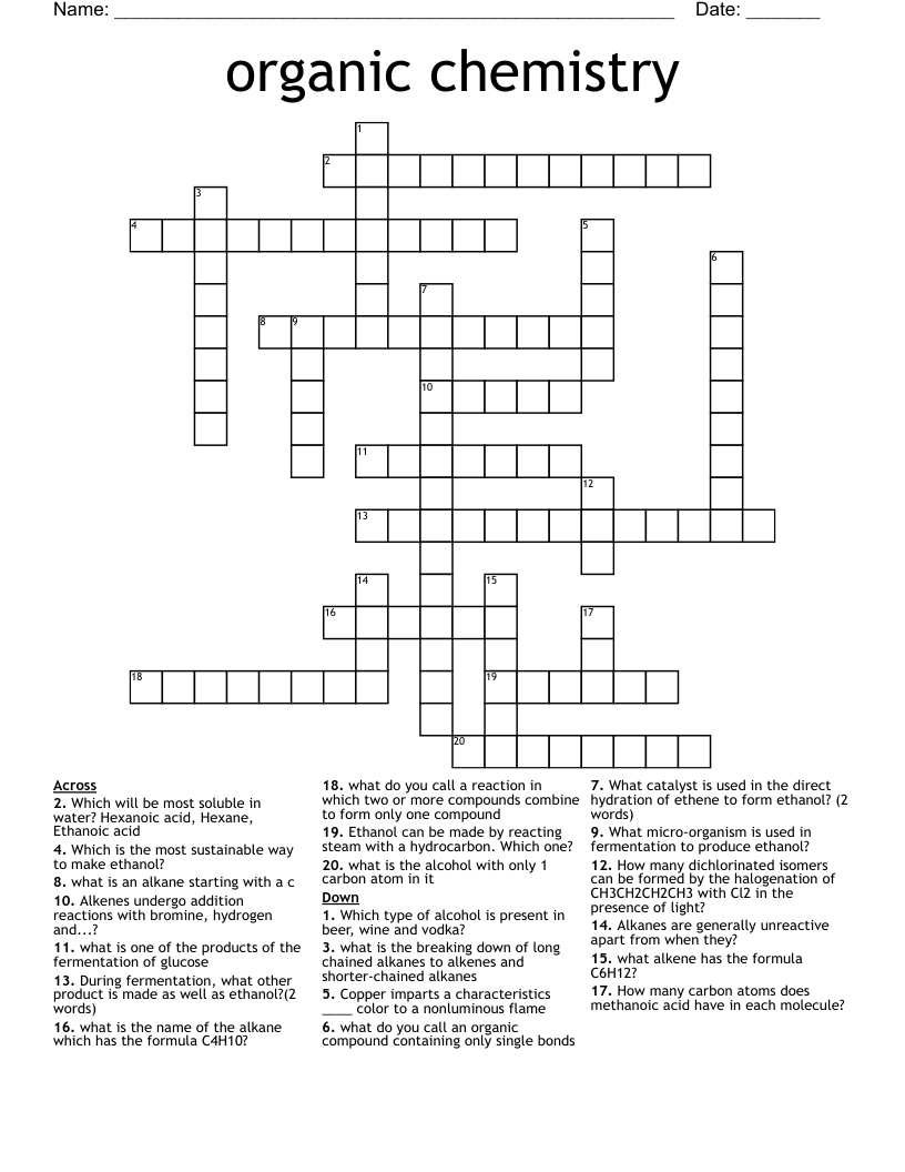 organic chemistry Crossword