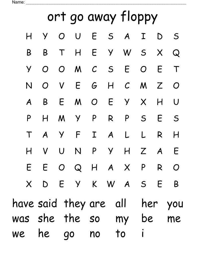 ort  go away floppy Word Search