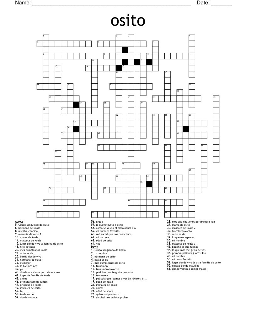 osito Crossword