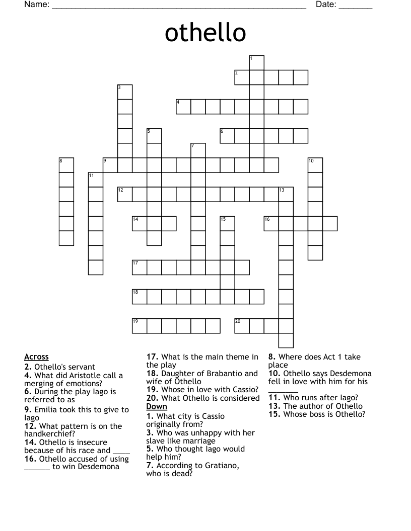 othello Crossword