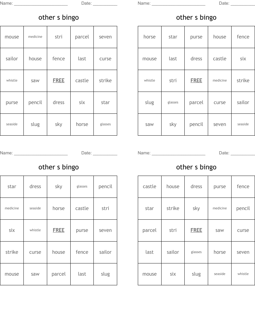 other s bingo