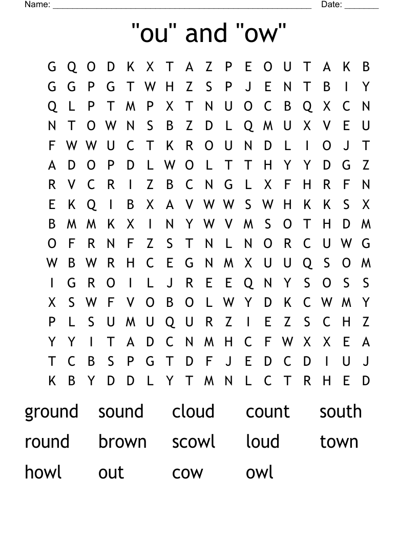 "ou" and "ow" Word Search