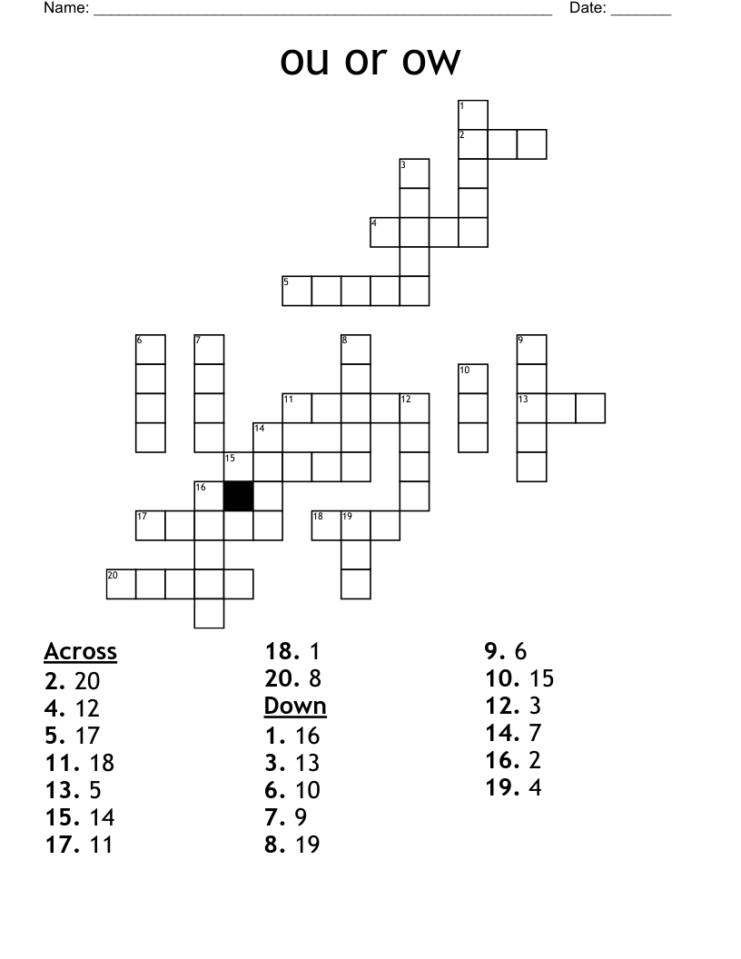 ou or ow Crossword