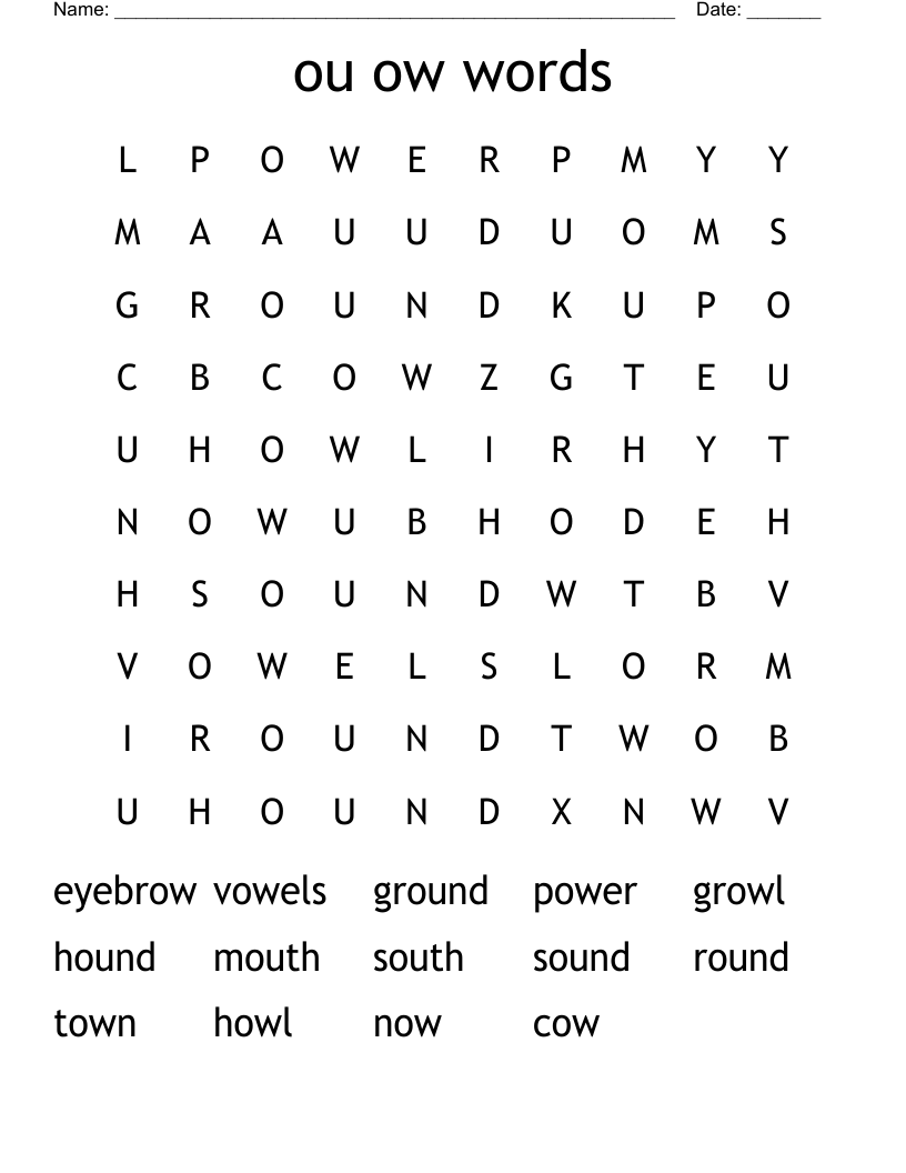 ou ow words Word Search