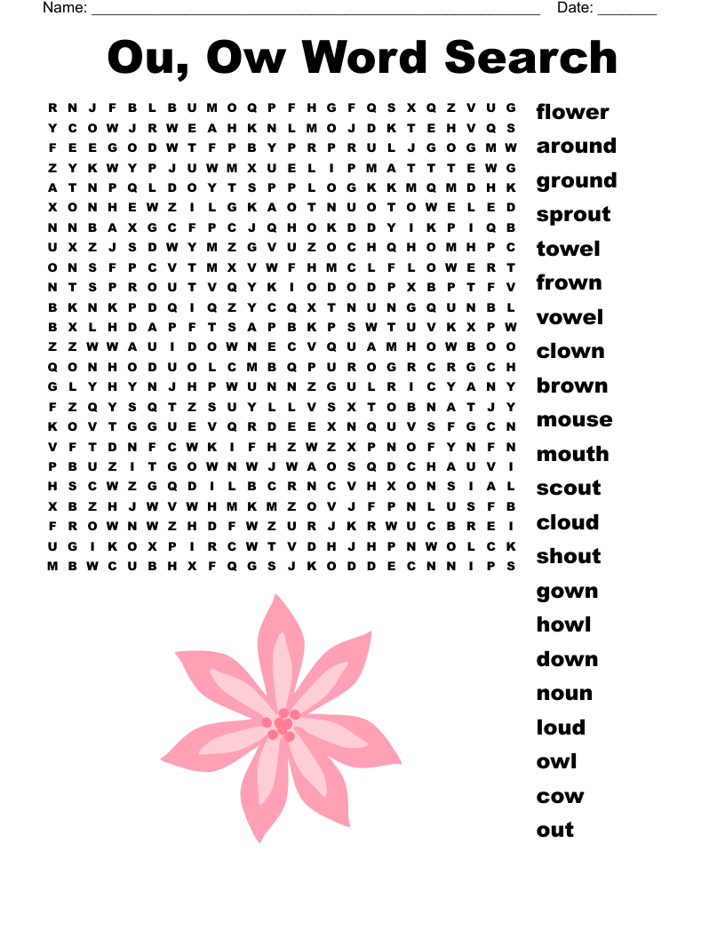 Ou, Ow Word Search